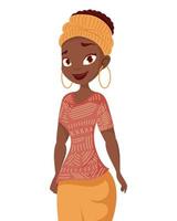 ung kvinna afro mångfald karaktär vektor