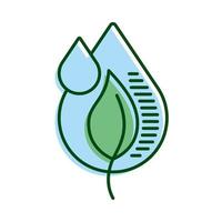 Wassertropfen mit Blattpflanzenökologielinie und Füllsymbol vektor