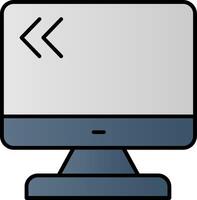 monitorer linje fylld lutning ikon vektor