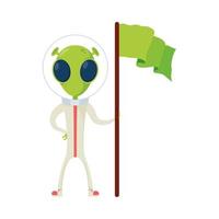 Alien-Comic-Figur mit isoliertem Flaggensymbol vektor