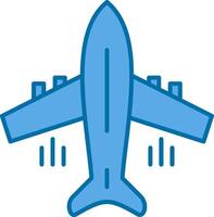 fliegend Flugzeug gefüllt Blau Symbol vektor