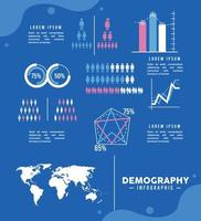 neun Demografie-Infografik-Symbole vektor