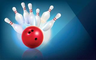 Bowling Strike realistische Komposition vektor