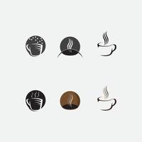 café och kaffeböna ikonuppsättning logotyp vektor designillustration