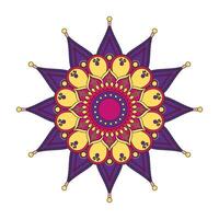 Sonne Mandala Diwali Dekoration isolierte Symbol vektor