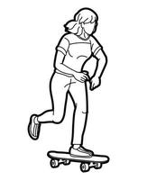 linje skateboard spelare extrem sport action vektor