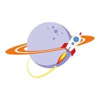 Raketenstart-Werfer, der um das Saturn-Symbol fliegt vektor