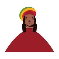 Afro-ethnischer Mann mit jamaikanischem Hut-Charakter-Symbol vektor