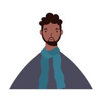 Afro-ethnischer Mann mit Schal-Charakter-Symbol vektor