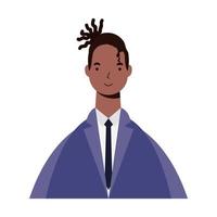 Afro-ethnischer Mann mit Business-Anzug-Charakter-Symbol vektor