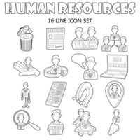 Human Resources Icons Set, Umrissstil vektor