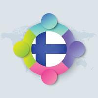 Finnland-Flagge mit Infografik-Design isoliert auf Weltkarte vektor