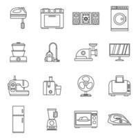 Haushaltsgeräte Icons Set, Umrissstil vektor