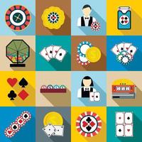 Casino Icons Set, flacher Stil vektor