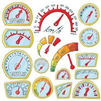 Tachometer Icons Set, Cartoon-Stil vektor