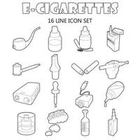 E-Zigaretten Icons Set, Umrissstil vektor