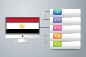 Ägypten-Flagge mit Infografik-Design integriert mit Computermonitor vektor