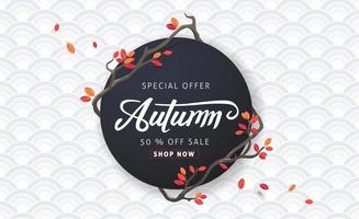 Herbstverkaufshintergrundlayout mit Blättern für den Einkaufsverkauf oder Promo-Poster und Rahmenbroschüre oder Webbanner dekorieren vektor