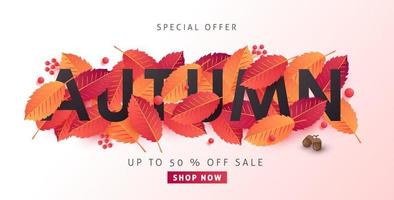 Herbstverkaufshintergrundlayout mit Blättern für den Einkaufsverkauf oder Promo-Poster und Rahmenbroschüre oder Webbanner dekorieren vektor