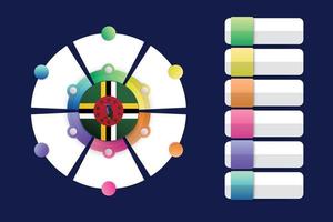 dominica flagga med infografisk design inkorporerad med delad rund form vektor