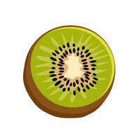 saftig och friska halv en grön kiwi isolerat på vit bakgrund. vektor frukt illustration i platt stil. sommar ClipArt för design av kort, baner, flygblad, försäljning, affisch, ikoner