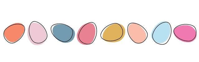 påsk ägg sömlös gräns. dekorativ horisontell baner med påsk ägg isolerat på vit. uppsättning av enkel färgrik ägg. påsk dekoration med målad ägg. vektor gräns för Semester.