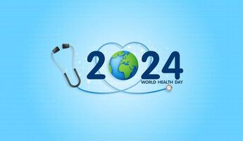 Welt Gesundheit Tag ist ein global Gesundheit Bewusstsein Tag gefeiert jeder Jahr auf 7 .. April, 2024 Gesundheit Pflege medizinisch Wissenschaft mit Symbol Digital Technologie Welt Konzept modern Geschäft. Vektor Design.