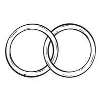 svartvit illustration av sammanflätade bröllop ringar vektor