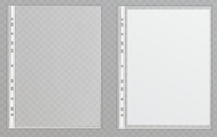 Vektor-transparente Kunststoffdateien. Zellophanordner zum Schutz von Dokumenten vektor
