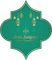 fredlig gyllene grön arabicum islamic ramadan bakgrund med lyktor och stjärnor vektor