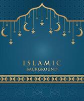 islamisch Arabisch abstrakt elegant Blau Hintergrund mit golden Luxus Rand Rahmen vektor