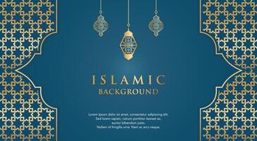 islamisch Ramadan kareem eid Mubarak Arabisch Luxus Zier Hintergrund mit islamisch Muster und dekorativ Ornament Rahmen vektor