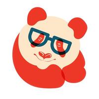 Panda im Brille. Benutzerbild, Abzeichen, Poster, Logo Vorlagen, drucken. Vektor Illustration im ein minimalistisch Stil mit aufsteigen drucken Wirkung. eben Karikatur Stil