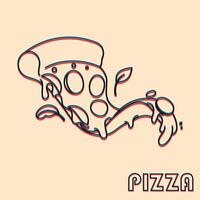 pizza. vektor illustration med risograf skriva ut effekt