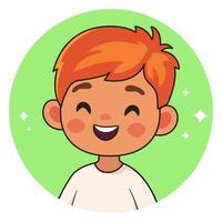 lächelnd rothaarig Junge. glücklich Kind. Benutzerbild zum Sozial Netzwerke. Vektor Illustration