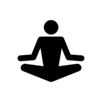 Meditation Glyphe Symbol. Gesundheit und Fitness. Vektor isoliert auf Weiß Hintergrund.