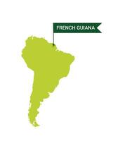 franska Guyana på ett söder Amerika s Karta med ord franska Guyana på en flaggformad markör. vektor isolerat på vit bakgrund.