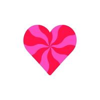 hjärta form med en virvla runt av rosa och röd Ränder inuti. platt vektor Färg illustration isolerat på vit bakgrund.