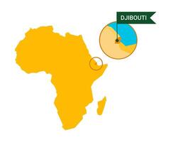 Dschibuti auf ein Afrika s Karte mit Wort Dschibuti auf ein fahnenförmig Marker. Vektor isoliert auf Weiß Hintergrund.