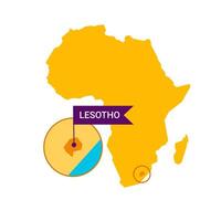 lesotho på ett afrika s Karta med ord lesotho på en flaggformad markör. vektor isolerat på vit bakgrund.