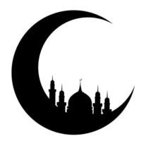 Mond Moschee Sillhouette Vektor Illustration