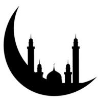 måne moské sillhouette vektor illustration