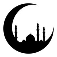 Mond Moschee Sillhouette Vektor Illustration