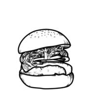 Hamburger Linie Kunst Vektor Gliederung Essen Illustration