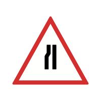 Vektorstraße verengt sich auf linkes Verkehrsschild-Symbol vektor