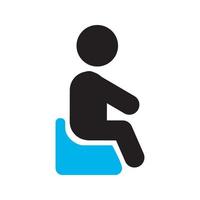Kind sitzt auf Töpfchen-Stuhl-Silhouette-Symbol. Babytoilette. pinkeln gehen. isolierte Vektorillustration vektor