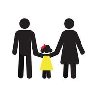 familj siluett ikon. mor, far och dotter. föräldraskap. isolerade vektor illustration