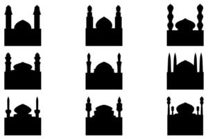 einfach Moschee Gebäude Symbol einstellen vektor