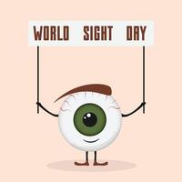 öga säger värld syn dag. oktober 13. tecknad serie karaktär av eyeball maskot vektor