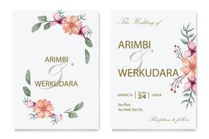 Hochzeit Einladung Karte Vorlage mit Blumen vektor